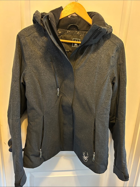 Spyder Jackets & Blazers - Spyder Women's Hooded Ski Jacket in Charcoal Gray with Subtle Shimmer